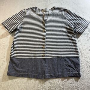 C.D. Petites Striped Navy and White Women’s Shirt